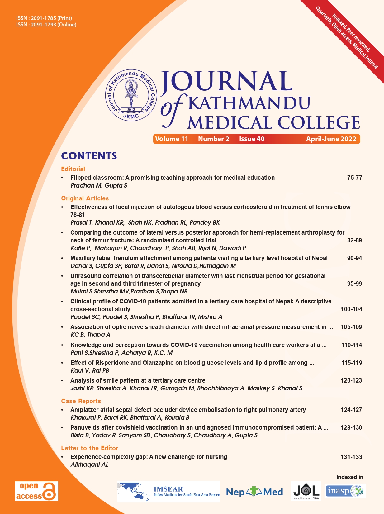 					View Volume 11, Number 2, Issue 40, April - June 2022
				